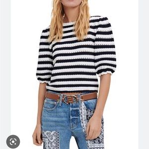 Make marigna striped elbow length sleeve sweater